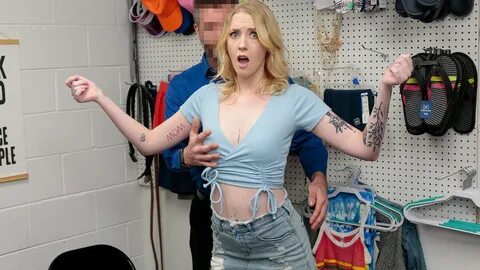 Hardened blonde criminal w perky tits felt up by officer.