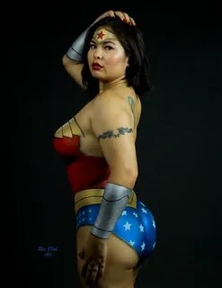 Happy Hump Day Wonder Woman body painting by CarolineCosplay