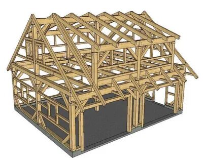 24x28 Garage With Shed Dormer Plan - Timber Frame HQ