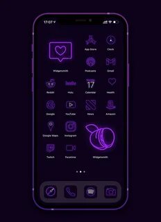 Download Free Purple Neon App Icons - Neon Aesthetic iOS 14 