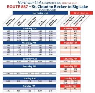 Northstar Link Bus Announces Minor Changes to 887 & 887T Sch