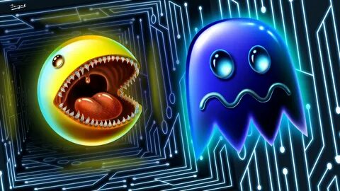 tongues, Digital art, Artwork, Pac Man, Video games, Retro g