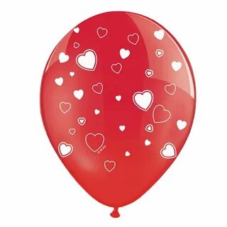 Weiße Luftballons mit roten Herzen im Bigpack
