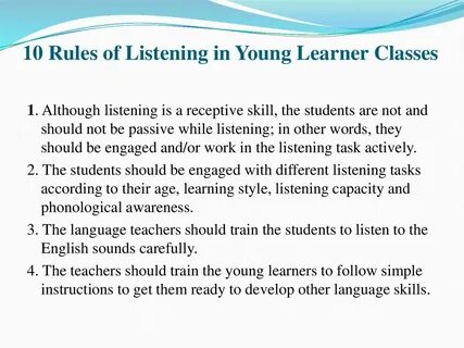 Teaching young learners listening and speaking skills - през