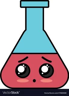 Kawaii cute sad erlenmeyer flask Royalty Free Vector Image