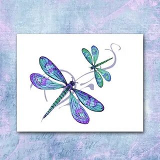 Dragonfly Note Cards Monogram Watercolor Dragonfly Cards Ets