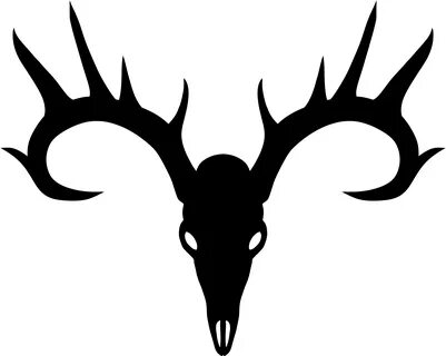Black Deer Skull Silhouette - Black Deer Skull Clipart - Ful