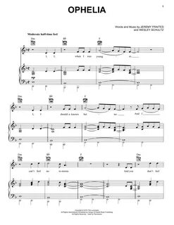 The Lumineers Ophelia Piano Chords Music notes #pianolessons