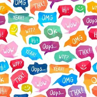 Pattern - speech bubbles with acronyms and abbreviations Sto