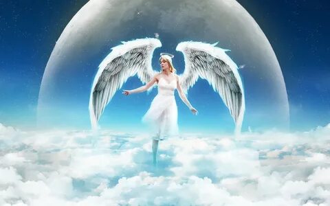 Обои Ангел девушка на небо, облака 640x960 iPhone 4/4S Изобр
