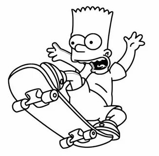 Bart Simpson Skate Boarding Coloring Pages Simpsons drawings