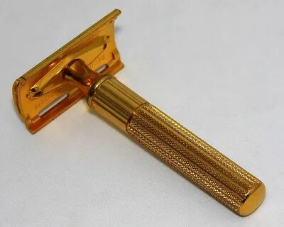 File:Vintage Gillette Fat Handle Gold Tech DE 3-Piece Safety