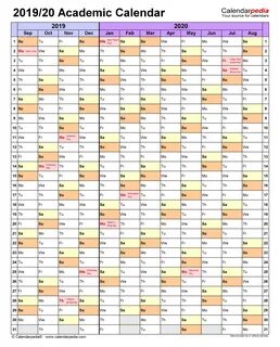Academic Calendars 2019/2020 - Free Printable Excel template
