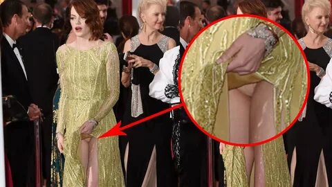 Emma Stone Wardrobe Malfunction At Oscars Red Carpet 2015 - 