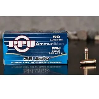 PPU .25 ACP 50-Gr. FMJ 50 Rnds - $13.99 (Free 2-Day Shipping