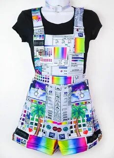 Vaporwave Computer Glitch Overalls Kawaii clothes, Vaporwave