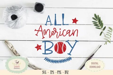 All American boy baseball SVG cut file, 4th of july (278594)