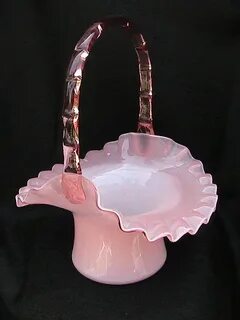 Vintage 1940'sFenton Glass Pink Large 7 Basket by NanasOldSh