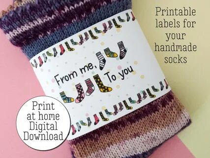 Sock label sock band printable instant digital download Etsy