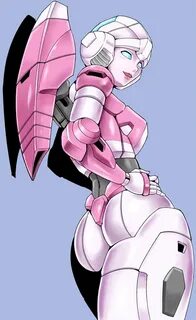 Safebooru - 1girl 80s arcee ass autobot back blue eyes breas