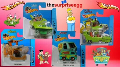 Hot Wheels Flintmobile, Mystery Machine, Jetsons Capsula car