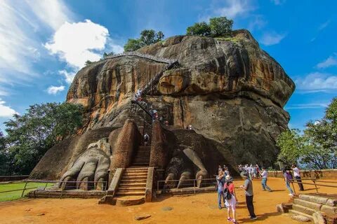 Landmark of Sigiriya: the lion rock and the ruins of the pal