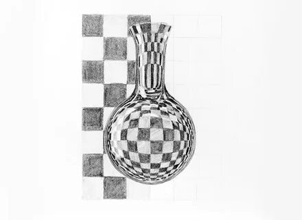 Drawn vase realistic - Pencil and in color drawn vase realis