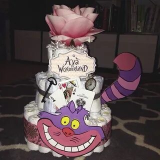 Alice in Wonderland Diaper Cake Baby shower, Mad hatter baby