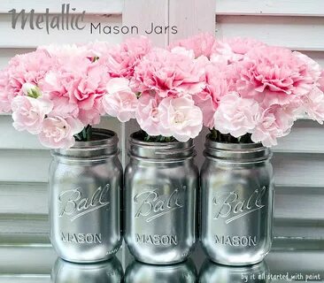 Metallic-Look Mason Jars Mason jar centerpieces, Mason jar p