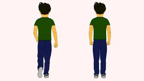 Male character 1 Back View Stand/Walk Cycle Walking animatio