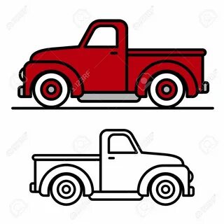 Vintage Pick-up Truck Outline Drawings ... Christmas red tru