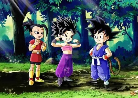 Kid Goku meeting Caulifla and Kale by Maniaxoi on DeviantArt