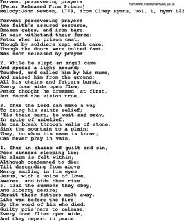 Old English Song Lyrics for Fervent Persevering Prayers, wit