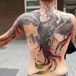 Tattoo * Подборка тату на тему: Феникс на спине (41 фото)