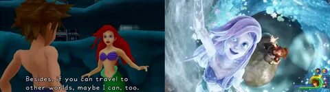 In Kingdom Hearts Ariel tells Sora how much she wants to vis