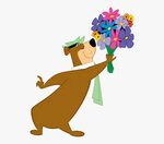 Transparent Yogi Bear Png - Yogi Bear With Flowers , Free Tr
