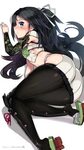 Safebooru - 1girl ass asymmetric gloves black hair black leg