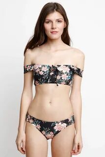 Billabong Let It Bloom Lace Up Cropped Bikini Top South Moon