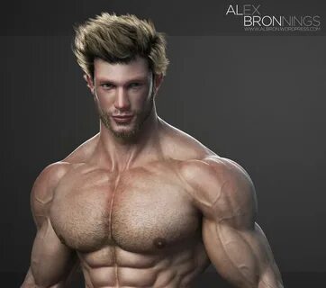 Alex is creating Albron Muscle Character design male, Guys, 