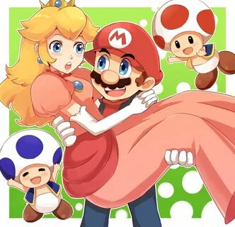 mario rescata a la peach i los tods lo celebran. Arte super 