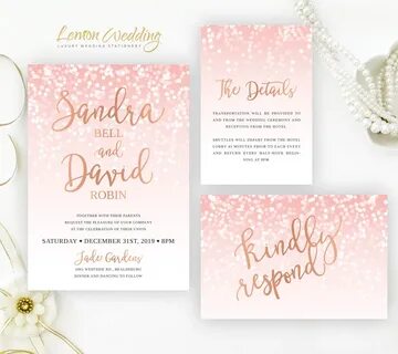 Rose Gold Wedding Invitation Set 24worldmedia Paper Invitati