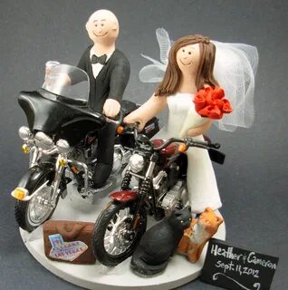 Decorations Motorcycle Wedding Cake Topper Bride and Groom O