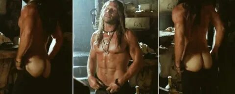 Zach McGowan shows his ass half-naked barecheasted. at Movie