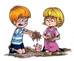 Cartoon Kids Playing With Mud drawing free image download