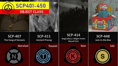 SCP Part 9: SCP-401 to SCP-450 Object Classes Comparison Dat