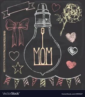 Hand drawn chalk mothers day set Royalty Free Vector Image