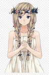 Download Anime Girl Wearing A White Dress And Flower Crown -
