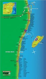 Map of the main hotels along the Riviera Maya including the 