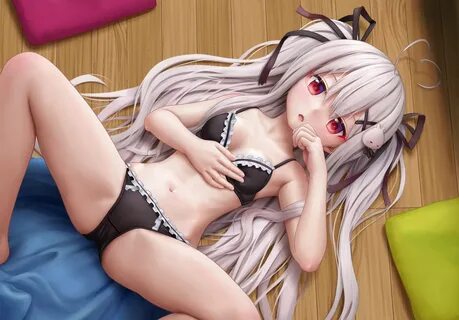 aki99 bra breast hold gray hair loli long hair navel niliu c