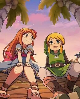 Legend of Zelda Link's Awakening art Link and Marin Legend o